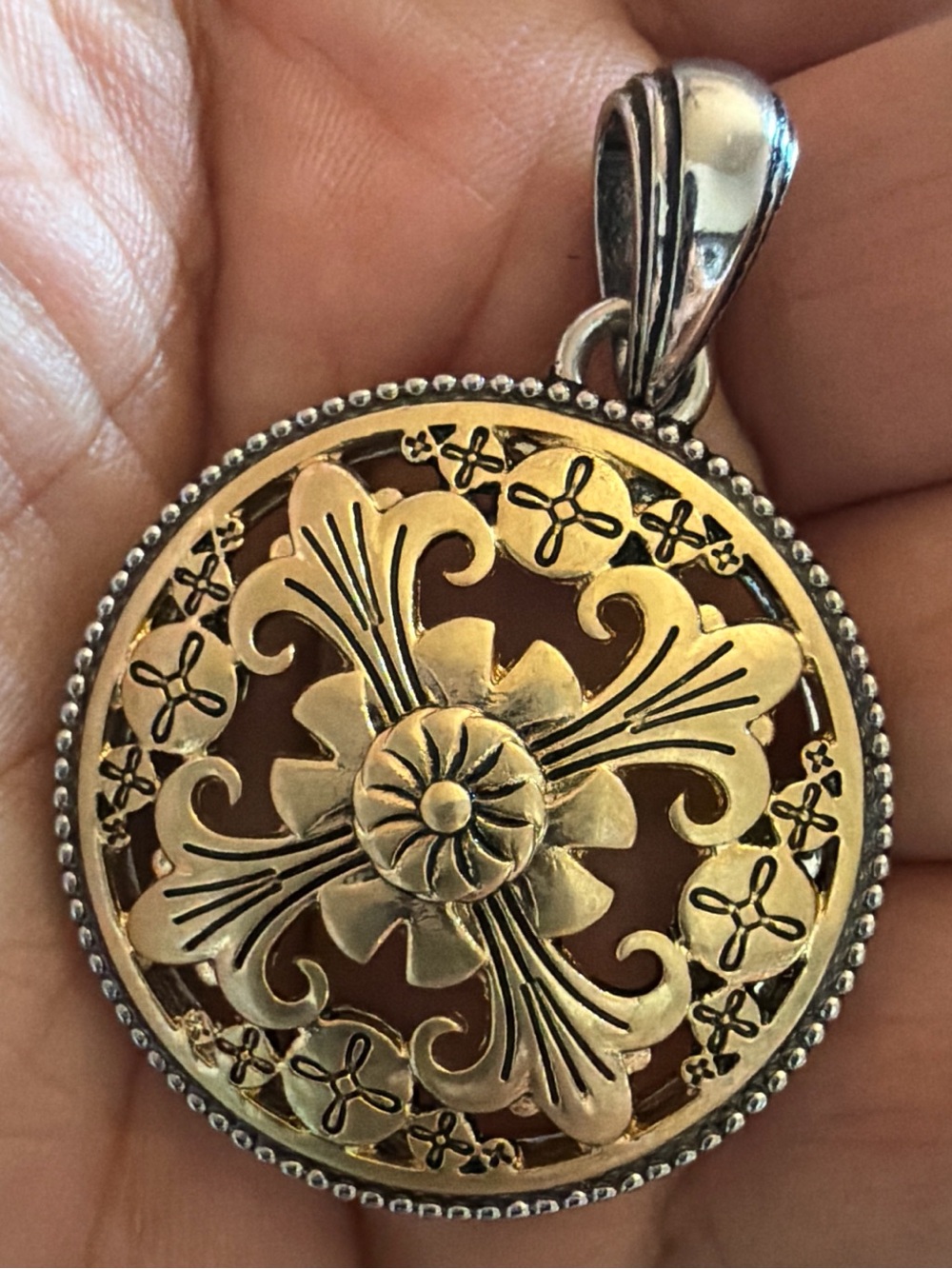 Lia Sophia Gold-Tone Filigree Floral Pendant Necklace